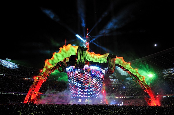 This is a photo of a a lightweight structure made for U2's stage tour, and produced in a Forsstrom HF-welding machine.